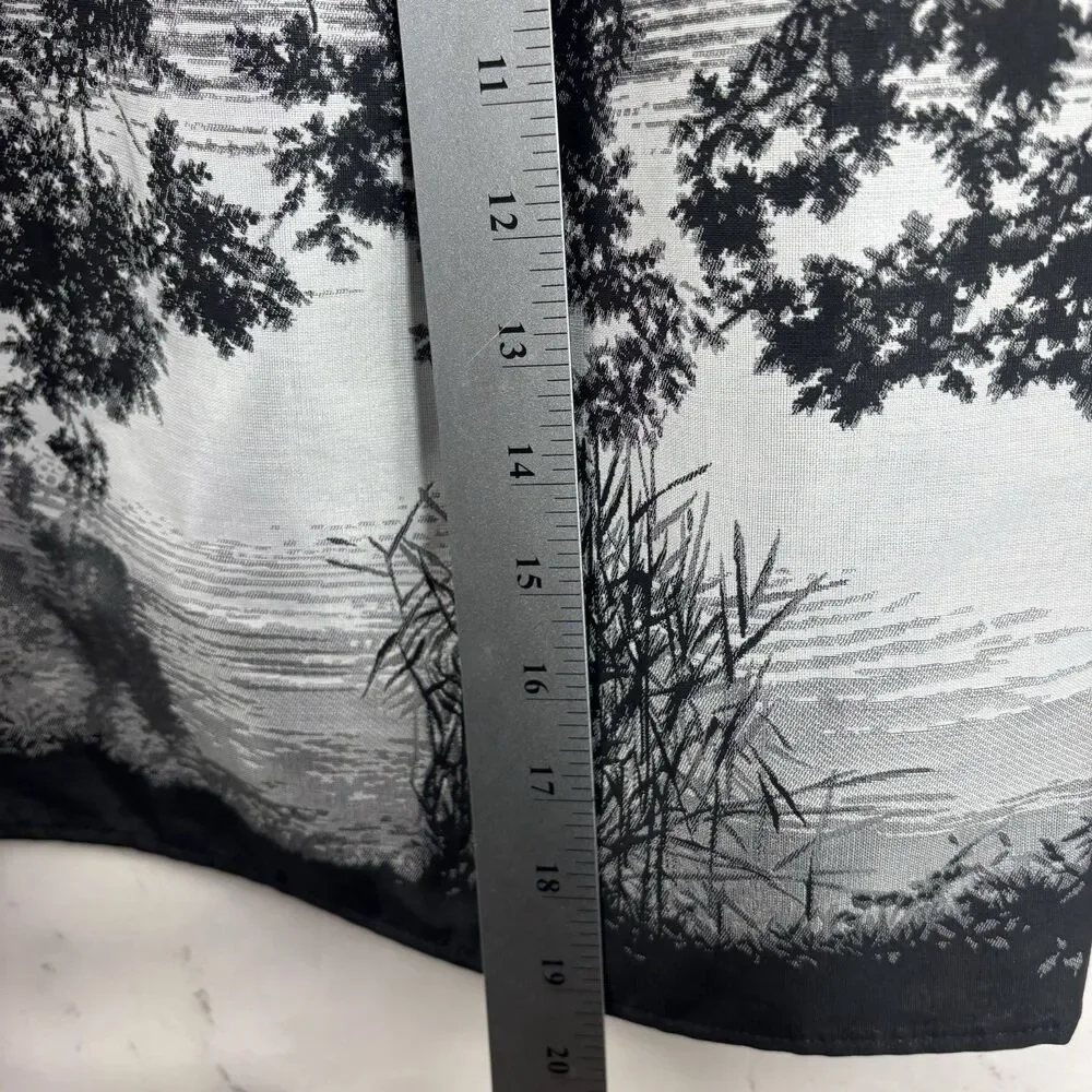VTG Agnès B. Y2k Mini Skirt 38 6 France Scenic Nature Print Grayscale Blk White - Picture 7 of 15